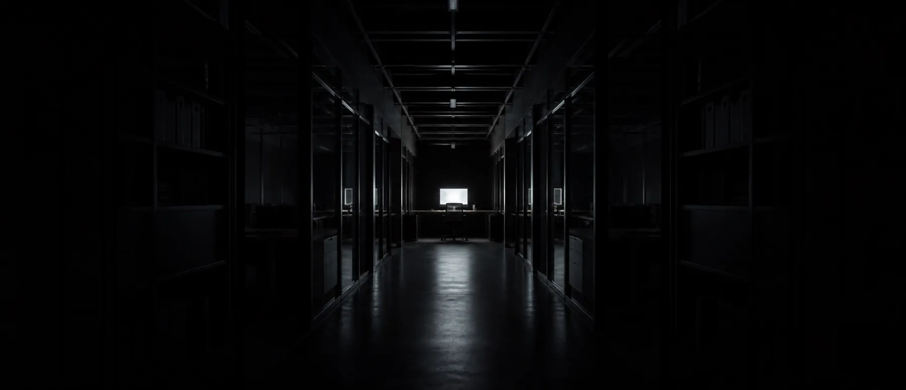 An empty corridor at night