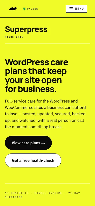 getsuperpress.com on a phone
